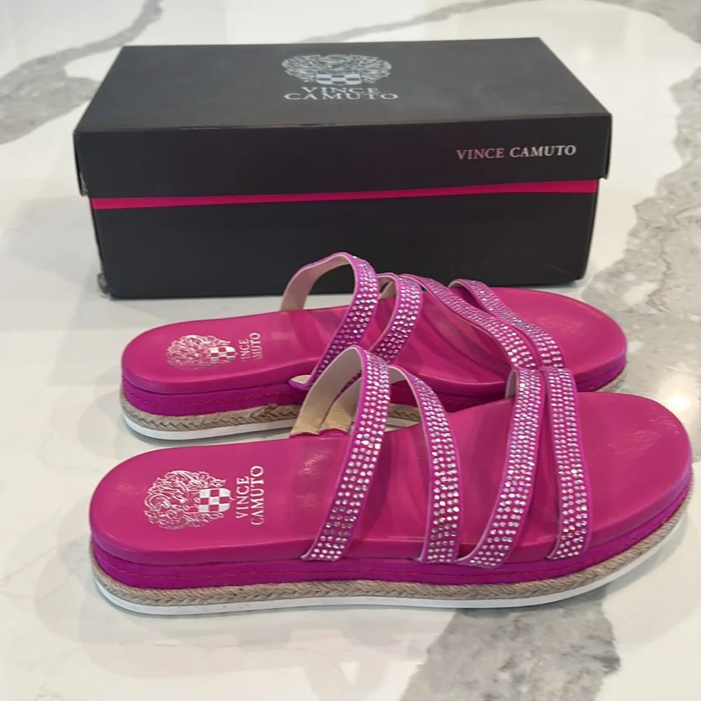 Vince Camuto Fuchsia Espadrille Sandals - Size 8W - Picture 5 of 8